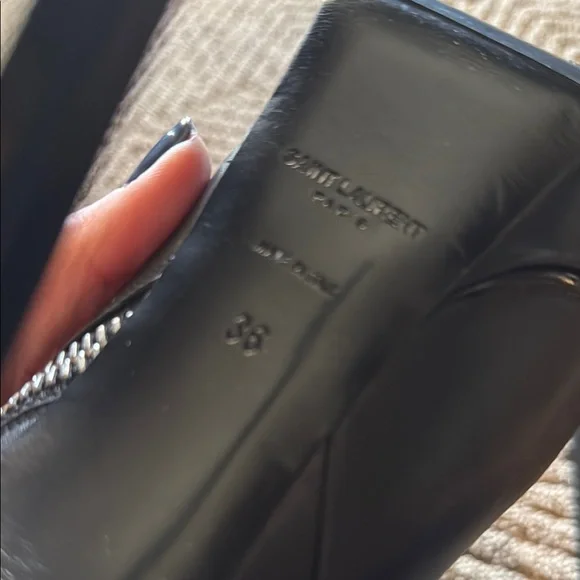 Yves Saint Laurent Black Heeled Boots with Zipper Detail - Picture 6 of 6